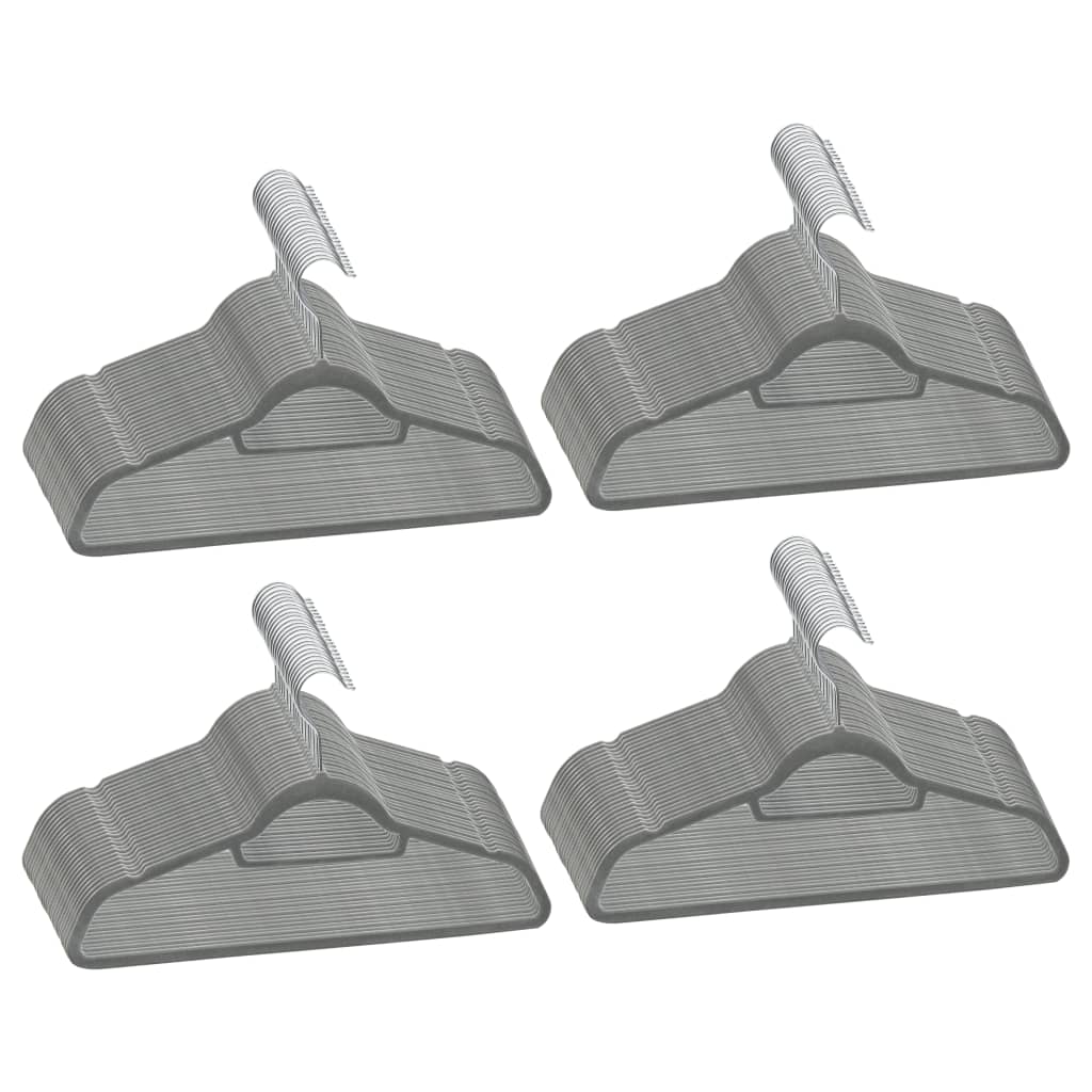vidaXL Set de umerașe anti-alunecare, 100 buc., gri, catifea vidaXL Set de umerașe anti-alunecare, 100 buc., gri, catifea