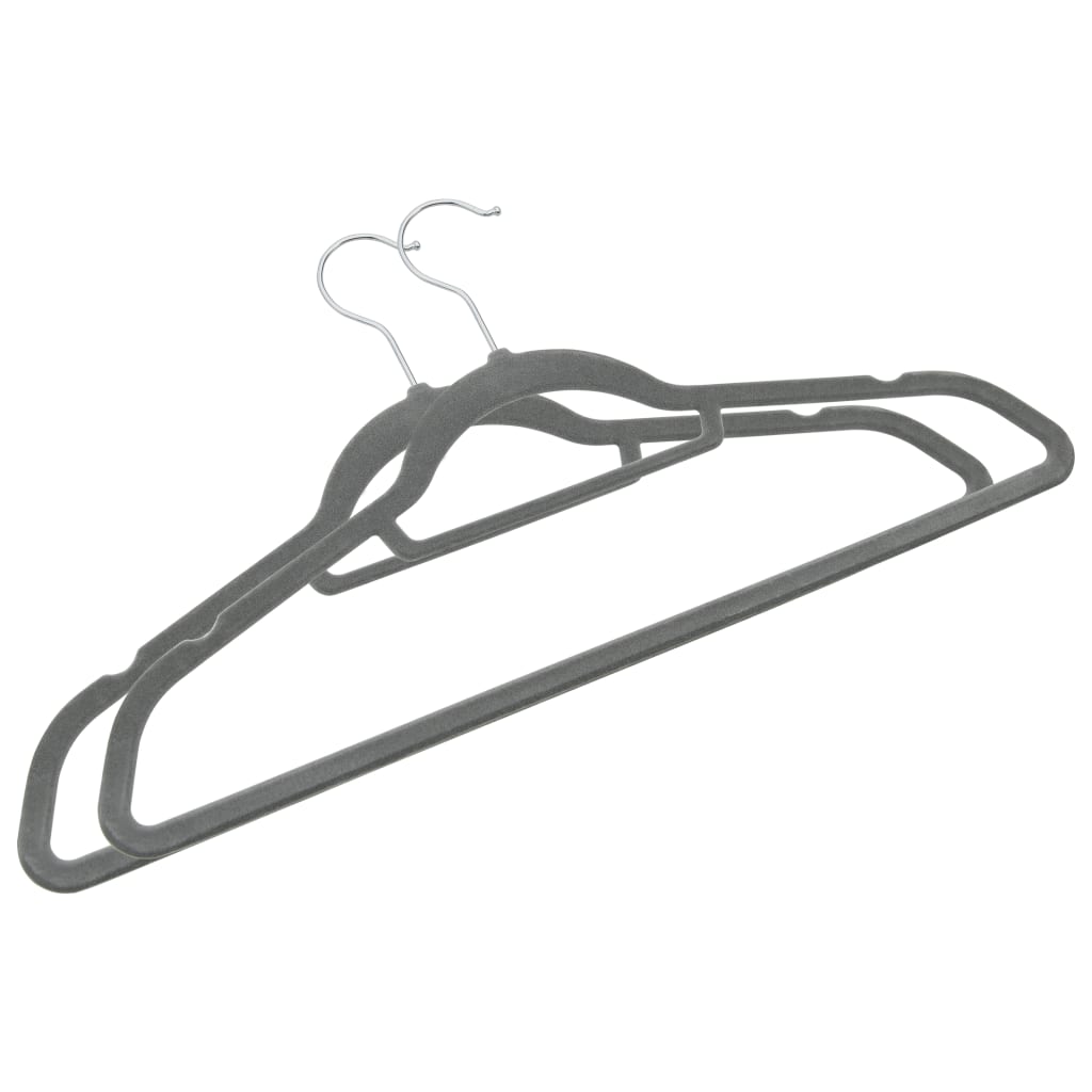 vidaXL Set de umerașe anti-alunecare, 100 buc., gri, catifea vidaXL Set de umerașe anti-alunecare, 100 buc., gri, catifea