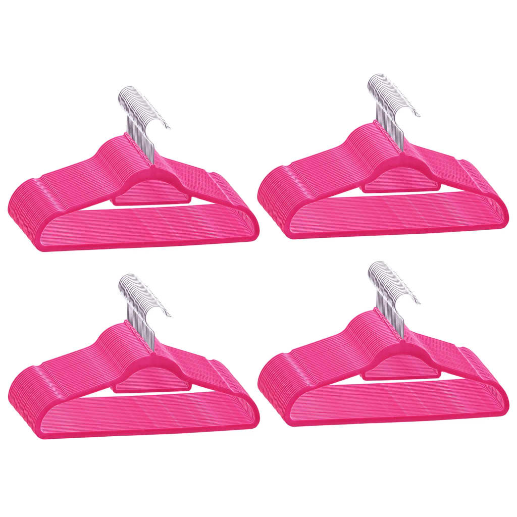 vidaXL Set de umerașe anti-alunecare, 100 buc., roz, catifea vidaXL Set de umerașe anti-alunecare, 100 buc., roz, catifea