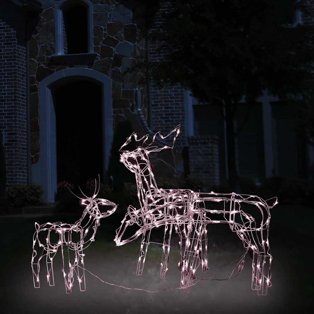 vidaXL Instalație de lumini de Crăciun cu reni, 3 piese, 229 LED-uri vidaXL Instalație de lumini de Crăciun cu reni, 3 piese, 229 LED-uri