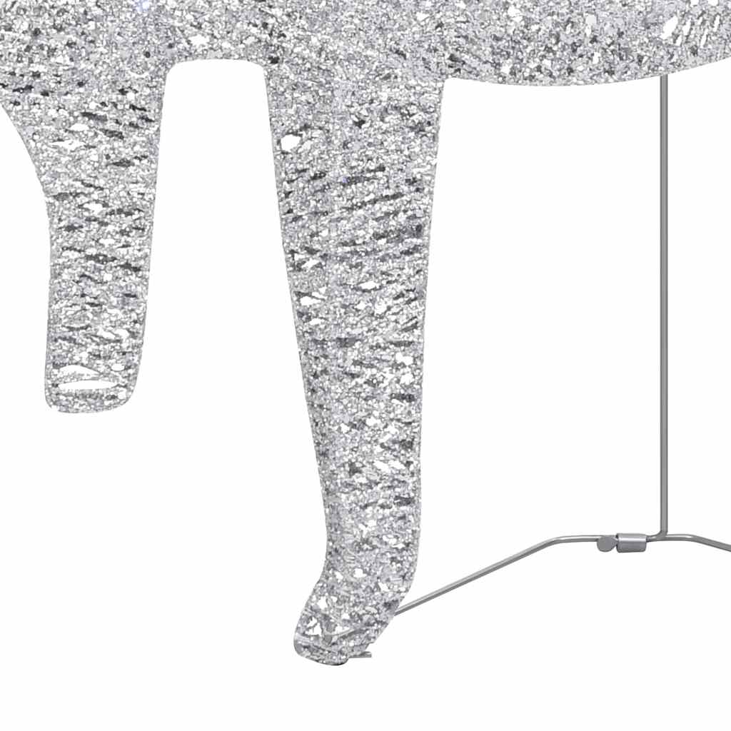 vidaXL Decor de Crăciun cu reni și sanie, 60 LED-uri argintiu exterior