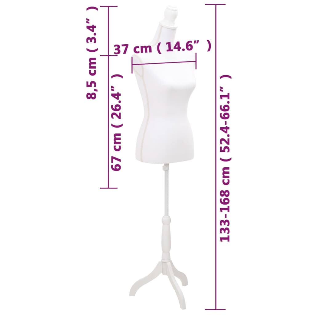 vidaXL Manechin bust pentru dame, alb vidaXL Manechin bust pentru dame, alb