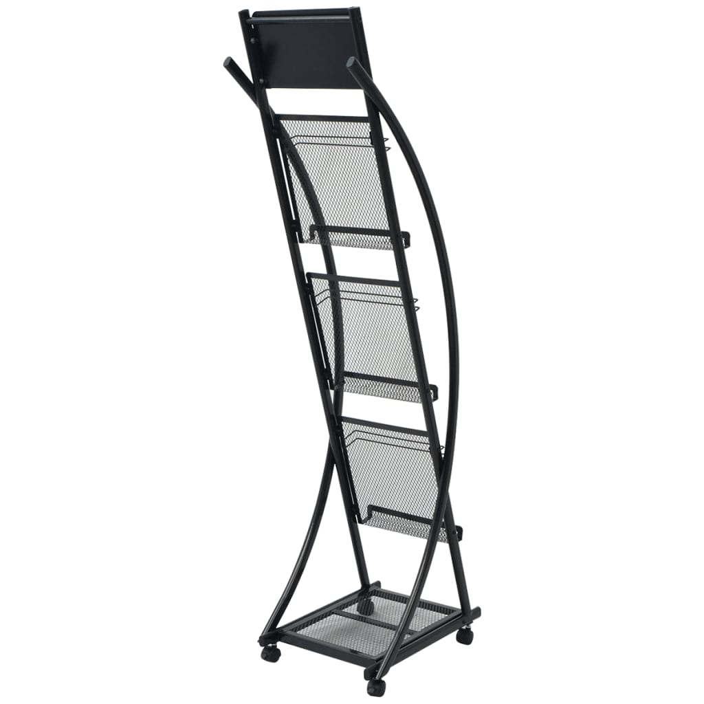 vidaXL Raft reviste 40 x 32 x 131 cm, negru, A4 vidaXL Raft reviste 40 x 32 x 131 cm, negru, A4