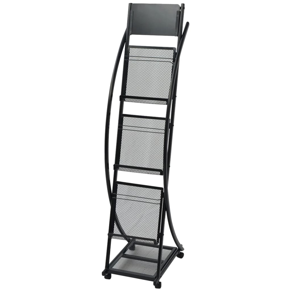 vidaXL Raft reviste 40 x 32 x 131 cm, negru, A4 vidaXL Raft reviste 40 x 32 x 131 cm, negru, A4