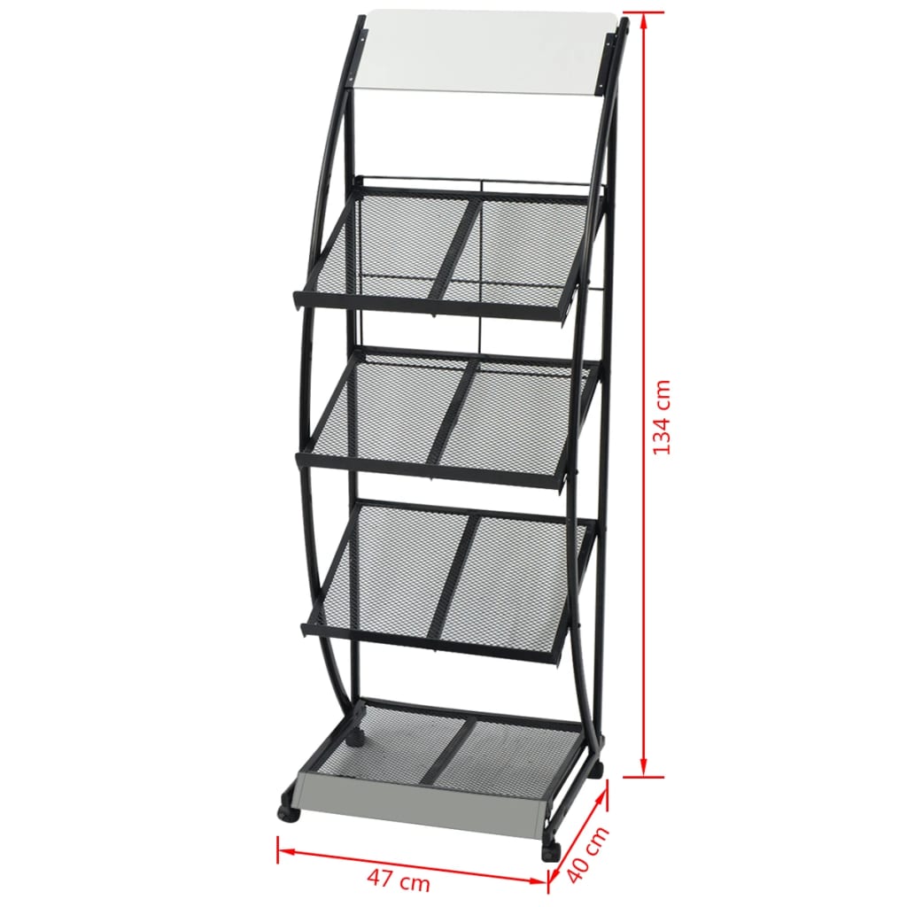 vidaXL Raft reviste A4, 47 x 40 x 134 cm, negru și alb vidaXL Raft reviste A4, 47 x 40 x 134 cm, negru și alb