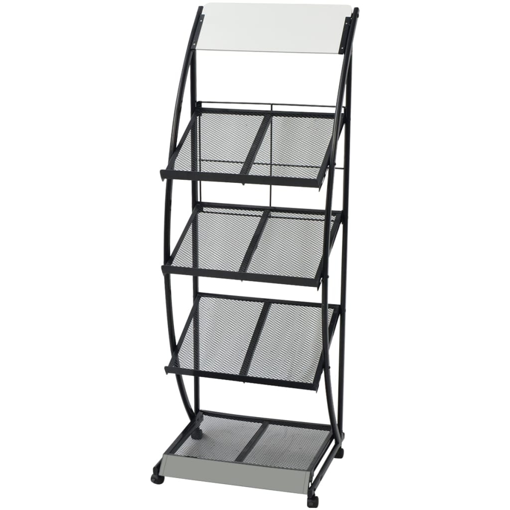 vidaXL Raft reviste A4, 47 x 40 x 134 cm, negru și alb vidaXL Raft reviste A4, 47 x 40 x 134 cm, negru și alb