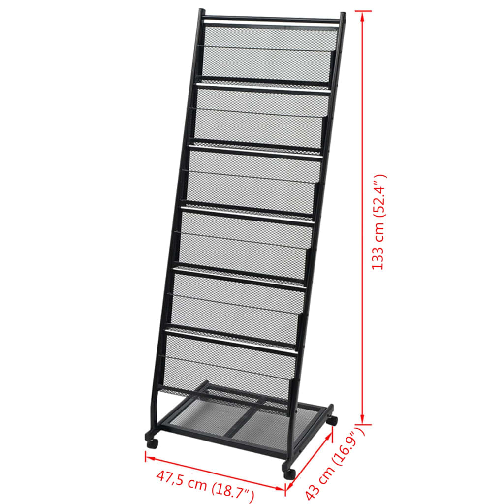 vidaXL Raft reviste A4, 47,5x43x133 cm, negru vidaXL Raft reviste A4, 47,5x43x133 cm, negru