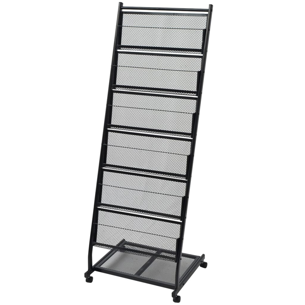 vidaXL Raft reviste A4, 47,5x43x133 cm, negru vidaXL Raft reviste A4, 47,5x43x133 cm, negru