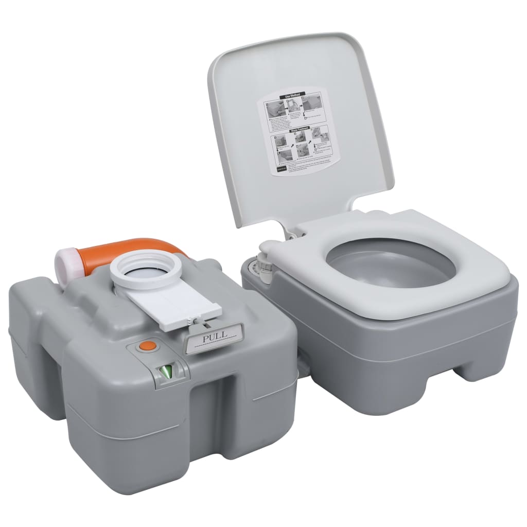 vidaXL Toaletă portabilă pentru camping, gri, 20+10 L vidaXL Toaletă portabilă pentru camping, gri, 20+10 L