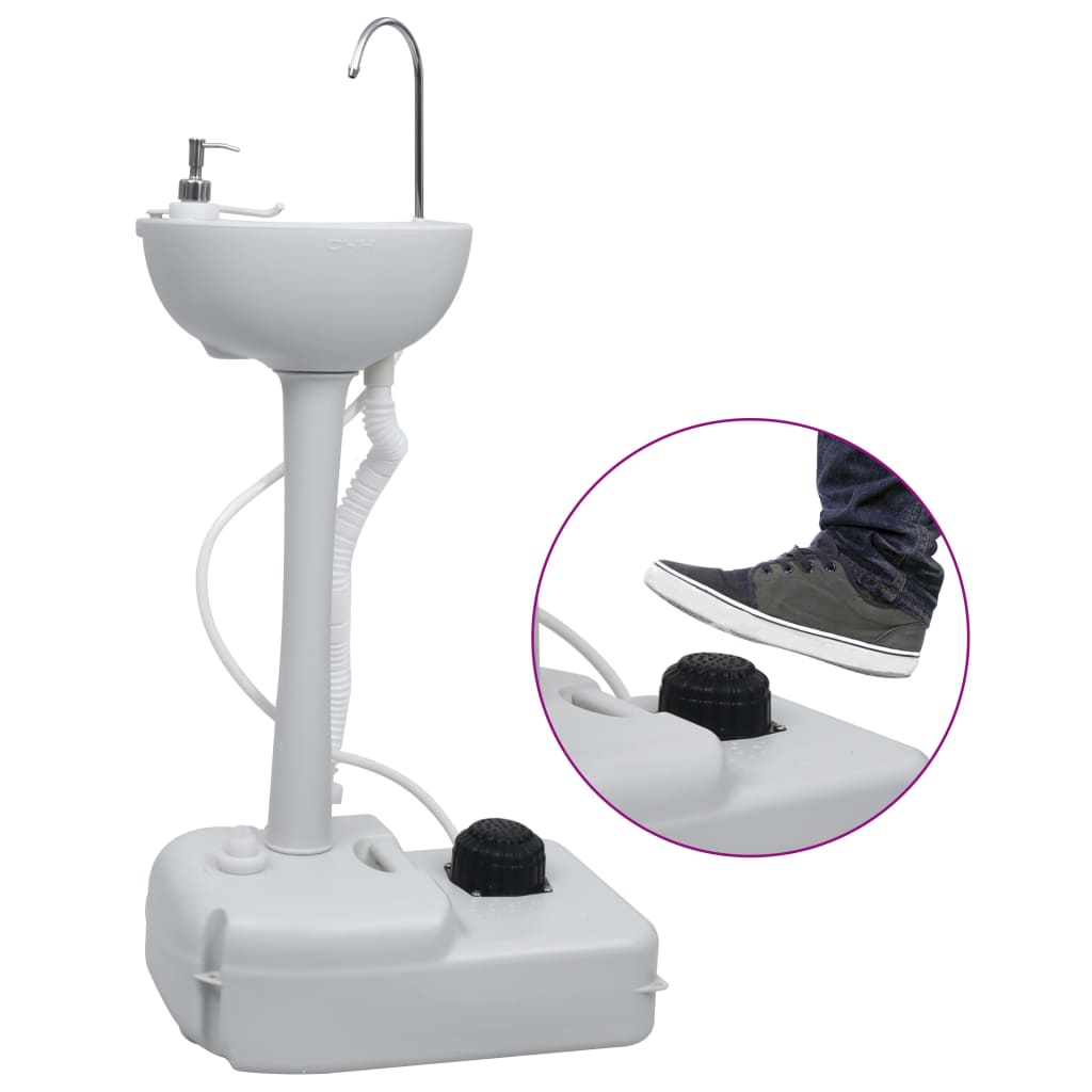 vidaXL Suport lavoar portabil pentru camping, gri, 20 L