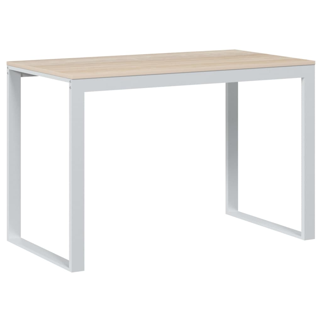vidaXL Birou de calculator, alb/stejar, 110x60x73 cm, lemn prelucrat