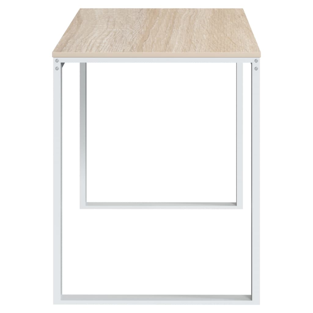vidaXL Birou de calculator, alb/stejar, 110x60x73 cm, lemn prelucrat