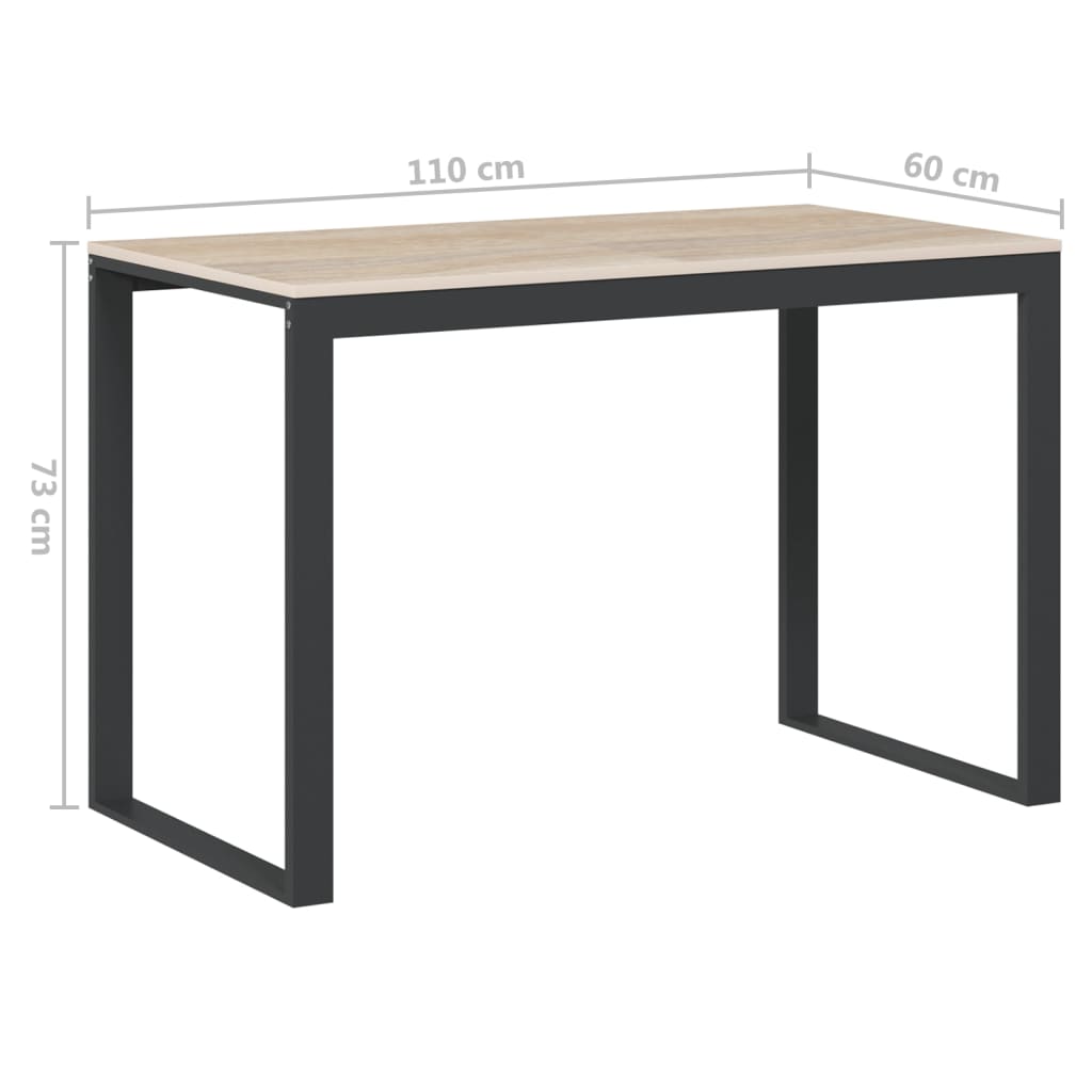 vidaXL Birou de calculator, negru/stejar, 110x60x73 cm, lemn prelucrat