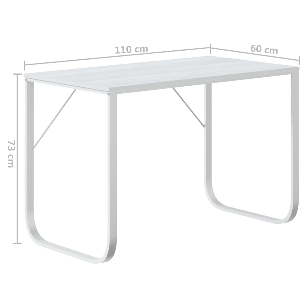 vidaXL Birou de computer, alb, 110x60x73 cm, lemn prelucrat
