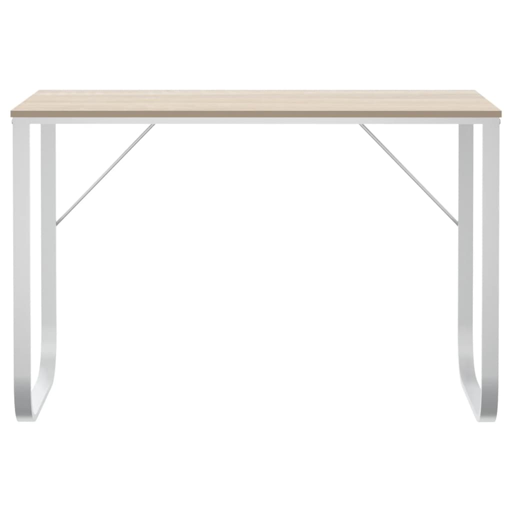 vidaXL Birou de calculator, alb/stejar, 110x60x73 cm, lemn prelucrat vidaXL Birou de calculator, alb/stejar, 110x60x73 cm, lemn prelucrat