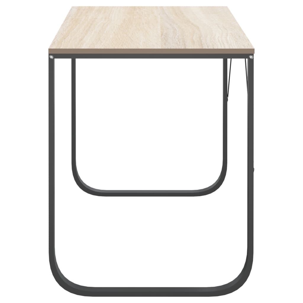 vidaXL Birou de calculator, negru/stejar, 110x60x73 cm, lemn prelucrat
