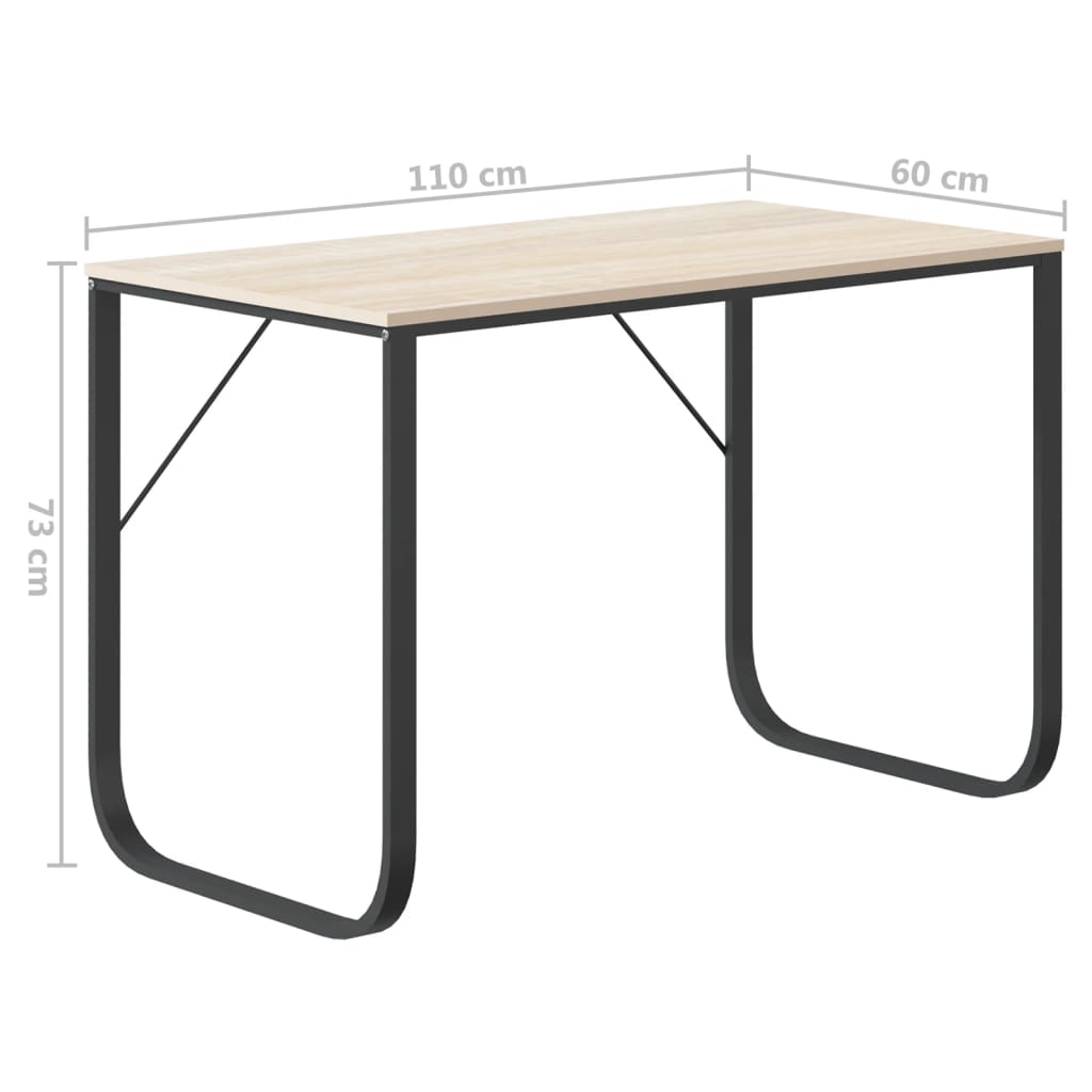 vidaXL Birou de calculator, negru/stejar, 110x60x73 cm, lemn prelucrat