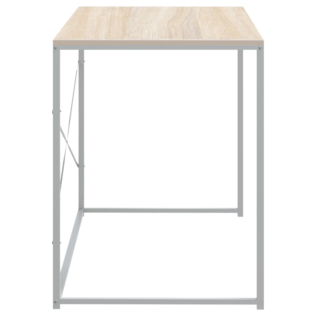 vidaXL Birou de computer, alb și stejar, 110x60x70 cm, lemn prelucrat