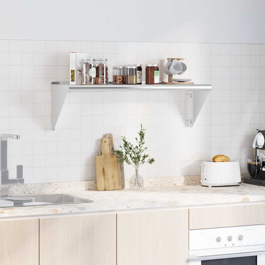 vidaXL Raft de perete, 100x30x31 cm, argintiu, oțel inoxidabil