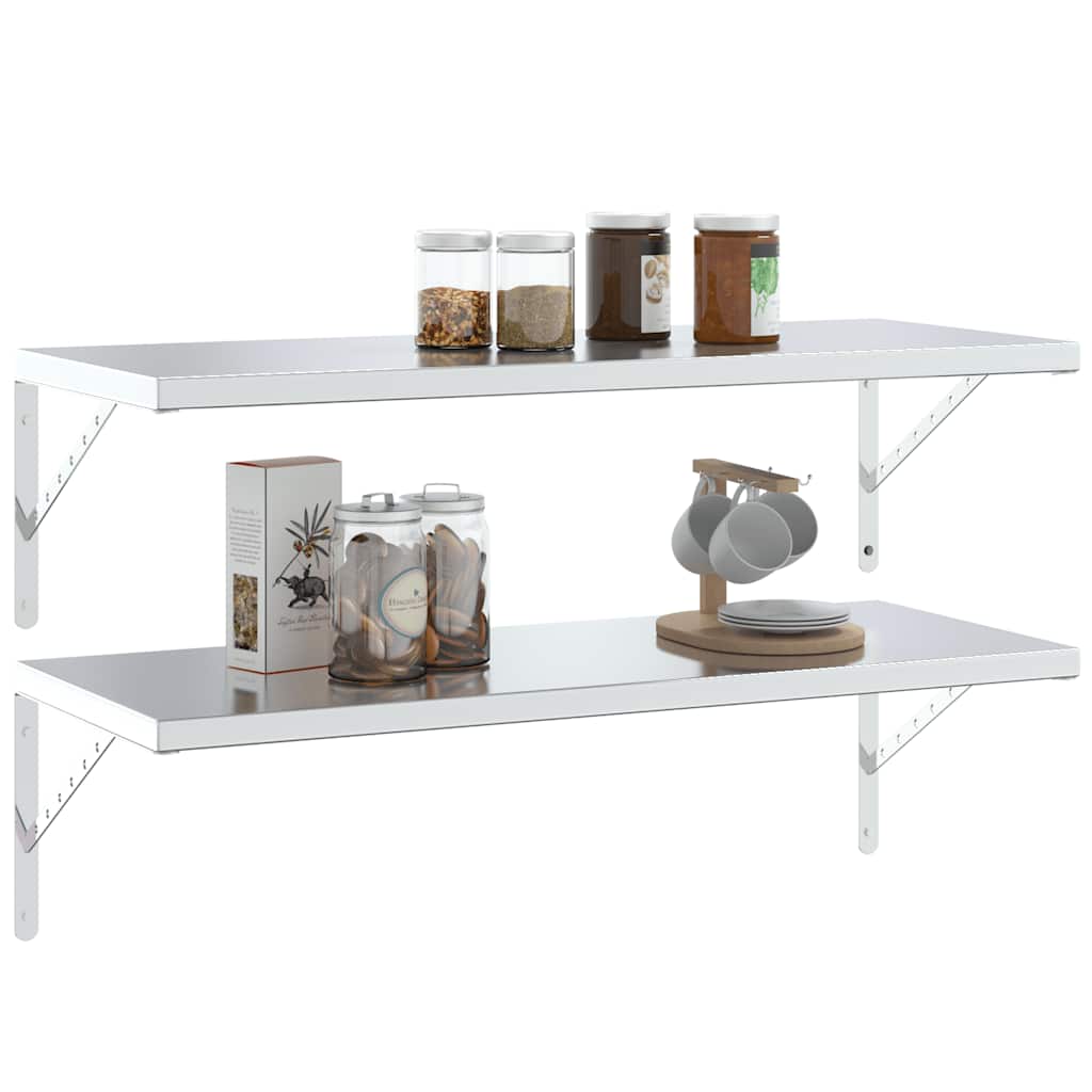 vidaXL Suporturi rafturi, 4 buc., 40x2,5x25 cm argintiu oțel inox. vidaXL Suporturi rafturi, 4 buc., 40x2,5x25 cm argintiu oțel inox.