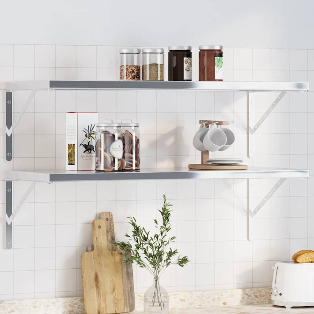 vidaXL Suporturi rafturi, 4 buc., 40x2,5x25 cm argintiu oțel inox. vidaXL Suporturi rafturi, 4 buc., 40x2,5x25 cm argintiu oțel inox.