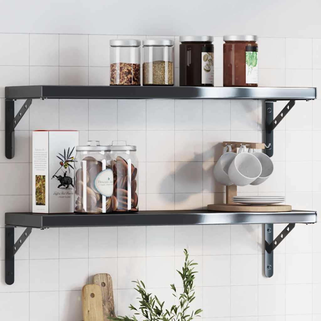 vidaXL Suporturi rafturi 4 buc. 23,5x2,5x15,5 cm negru oțel inoxidabil