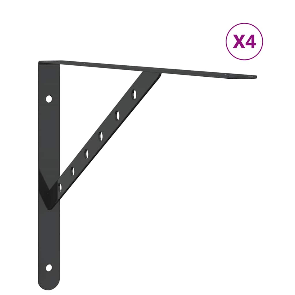 vidaXL Suporturi rafturi, 4 buc., 40x2,5x25 cm, negru, oțel inoxidabil vidaXL Suporturi rafturi, 4 buc., 40x2,5x25 cm, negru, oțel inoxidabil
