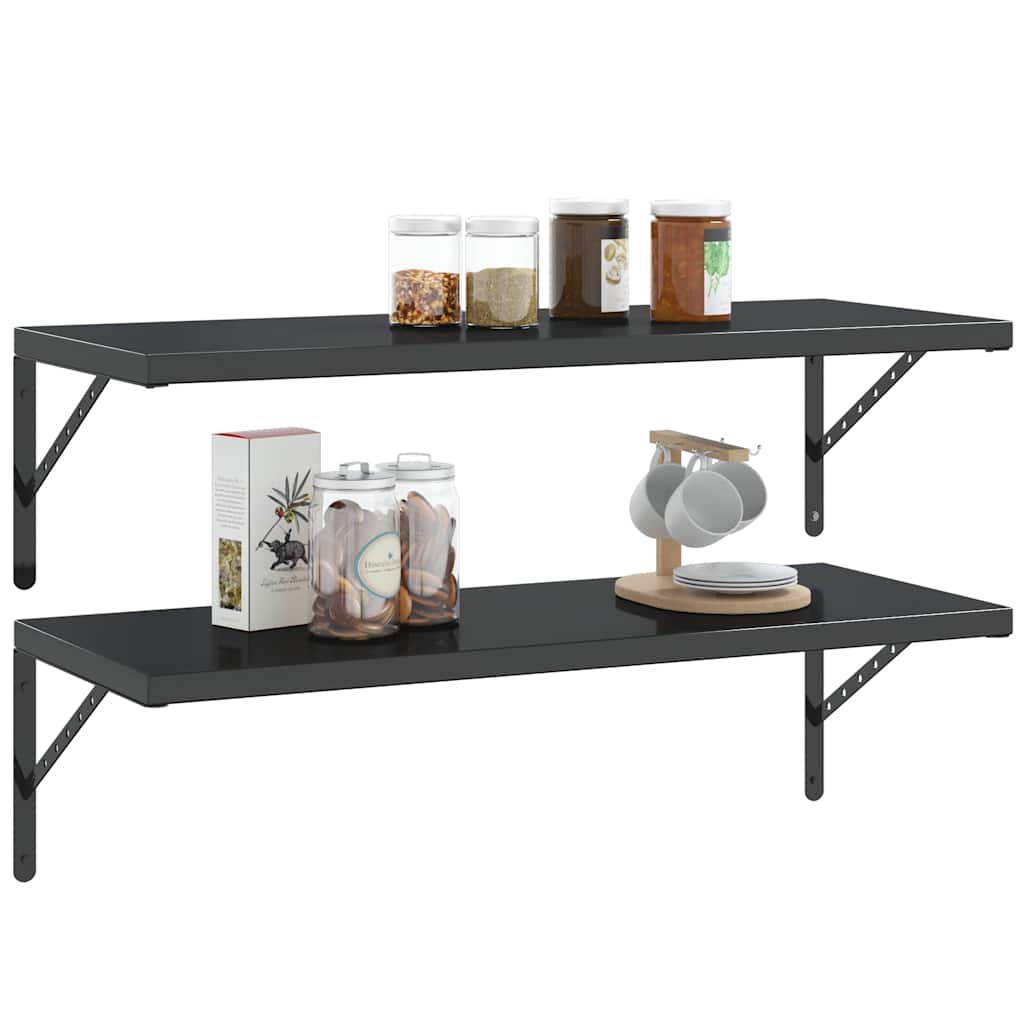 vidaXL Suporturi rafturi, 4 buc., 40x2,5x25 cm, negru, oțel inoxidabil vidaXL Suporturi rafturi, 4 buc., 40x2,5x25 cm, negru, oțel inoxidabil
