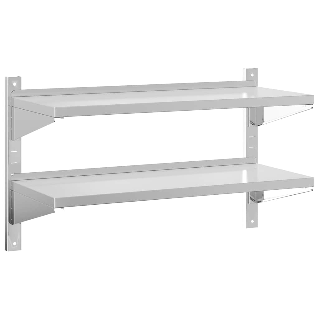 vidaXL Raft de perete 2 niveluri 100x40x60 cm argintiu oțel inoxidabil vidaXL Raft de perete 2 niveluri 100x40x60 cm argintiu oțel inoxidabil