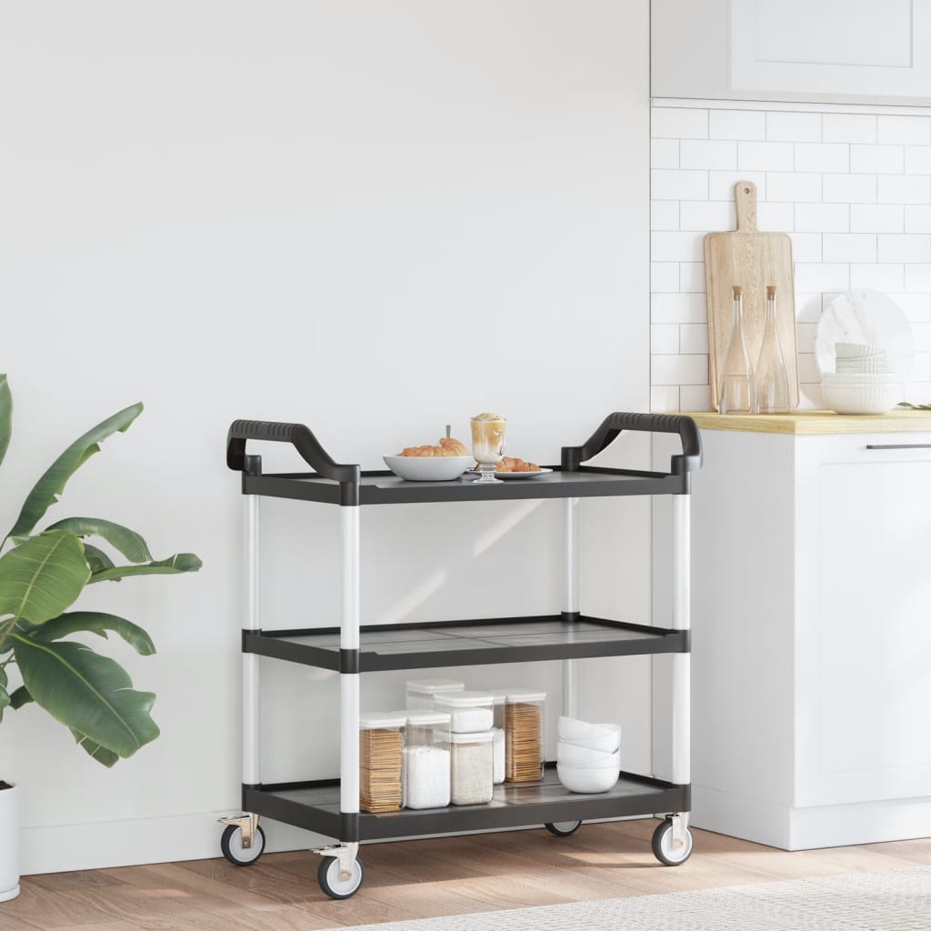 vidaXL Cărucior cu 3 niveluri, negru, 99x50x96 cm, aluminiu vidaXL Cărucior cu 3 niveluri, negru, 99x50x96 cm, aluminiu