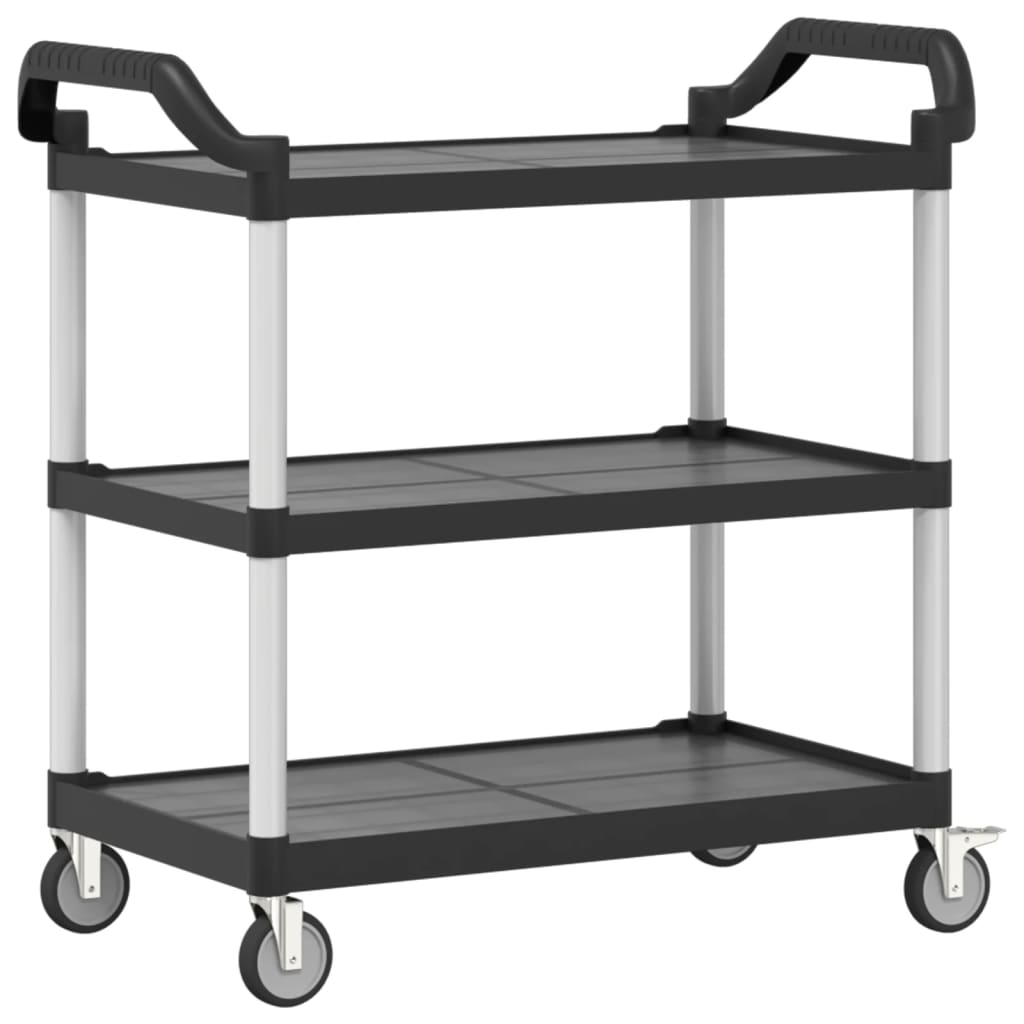 vidaXL Cărucior cu 3 niveluri, negru, 99x50x96 cm, aluminiu vidaXL Cărucior cu 3 niveluri, negru, 99x50x96 cm, aluminiu