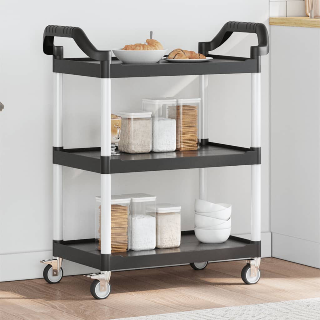 vidaXL Cărucior cu 3 niveluri, negru, 81x41x92 cm, aluminiu vidaXL Cărucior cu 3 niveluri, negru, 81x41x92 cm, aluminiu