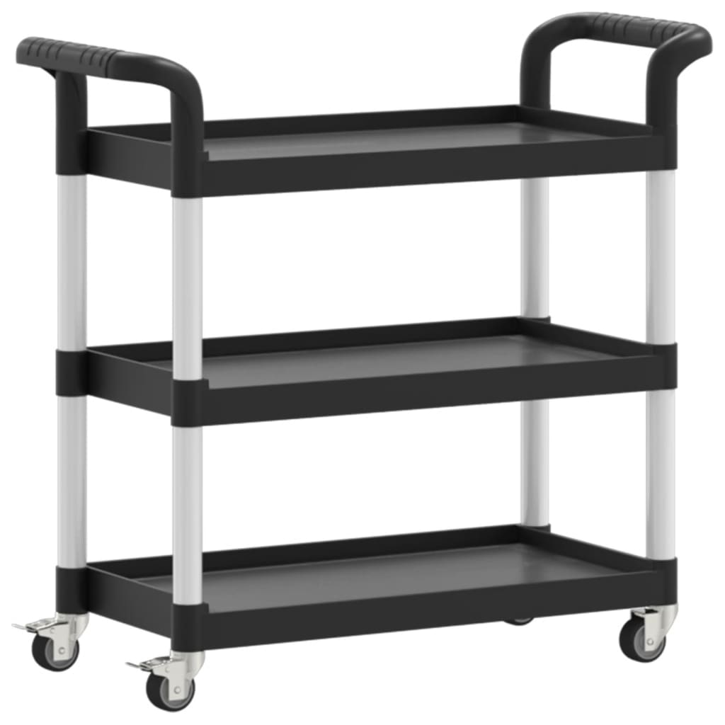 vidaXL Cărucior cu 3 niveluri, negru, 77x34x72 cm, aluminiu