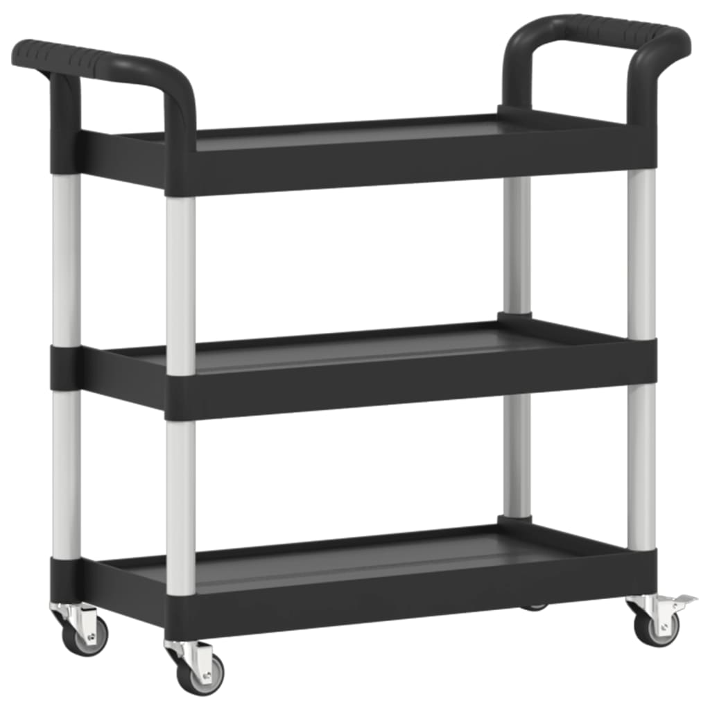vidaXL Cărucior cu 3 niveluri, negru, 77x34x72 cm, aluminiu
