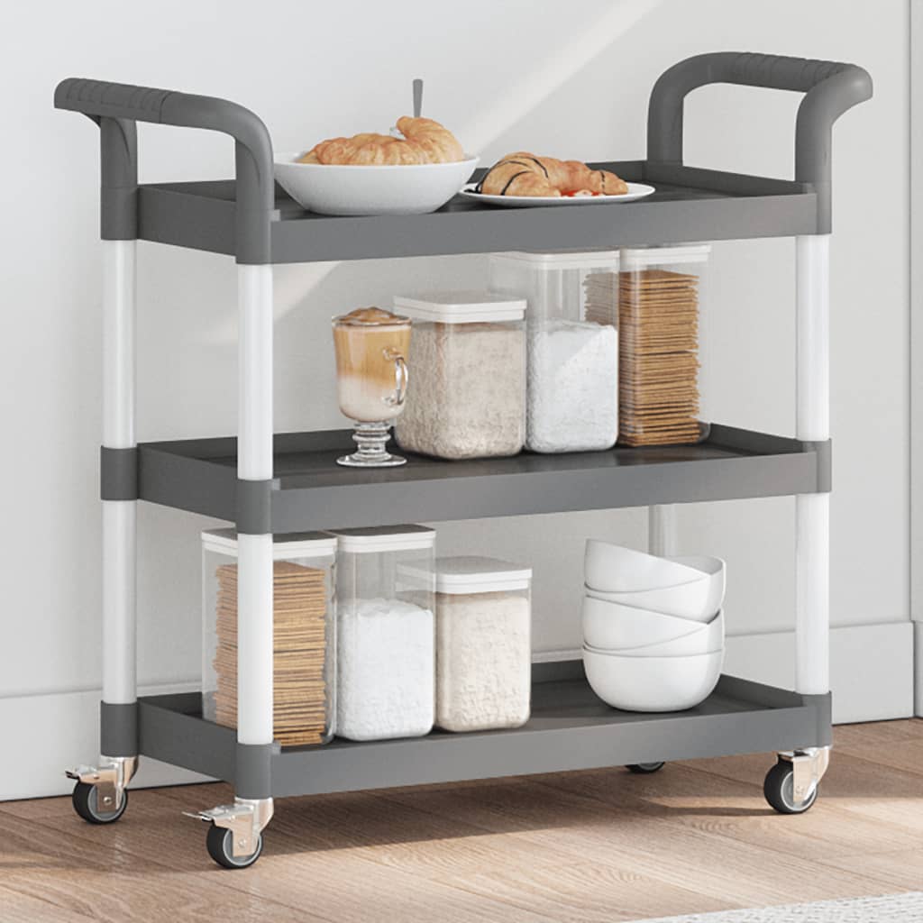 vidaXL Cărucior cu 3 niveluri, gri, 77x34x72 cm, aluminiu vidaXL Cărucior cu 3 niveluri, gri, 77x34x72 cm, aluminiu
