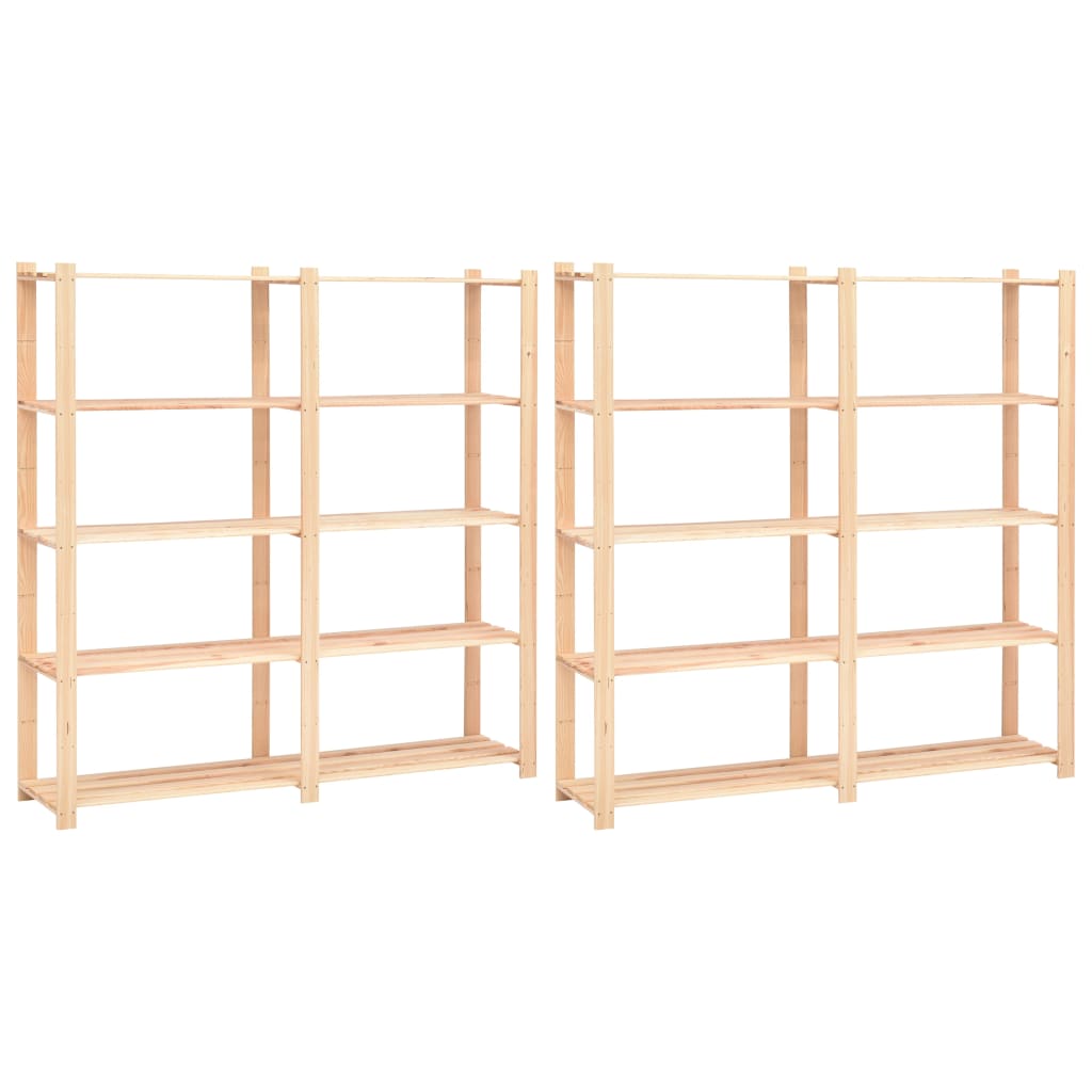 vidaXL Etajere cu 5 rafturi, 2 buc, 170x38x170 cm, lemn de pin, 500 kg vidaXL Etajere cu 5 rafturi, 2 buc, 170x38x170 cm, lemn de pin, 500 kg