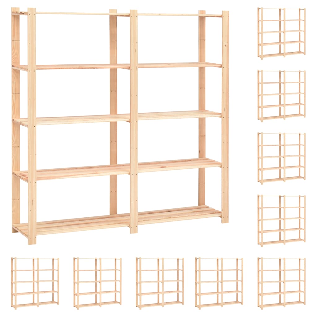 vidaXL Etajere cu 5 niveluri, 10 buc, 170x38x170 cm, pin masiv, 500 kg vidaXL Etajere cu 5 niveluri, 10 buc, 170x38x170 cm, pin masiv, 500 kg