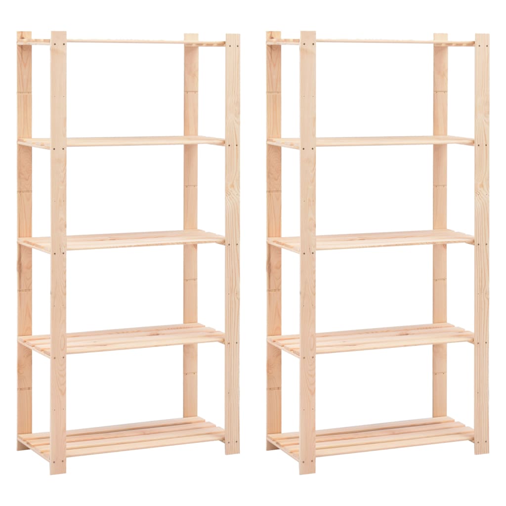vidaXL Etajere cu 5 niveluri 2 buc. 80x38x170 cm pin masiv 250 kg vidaXL Etajere cu 5 niveluri 2 buc. 80x38x170 cm pin masiv 250 kg