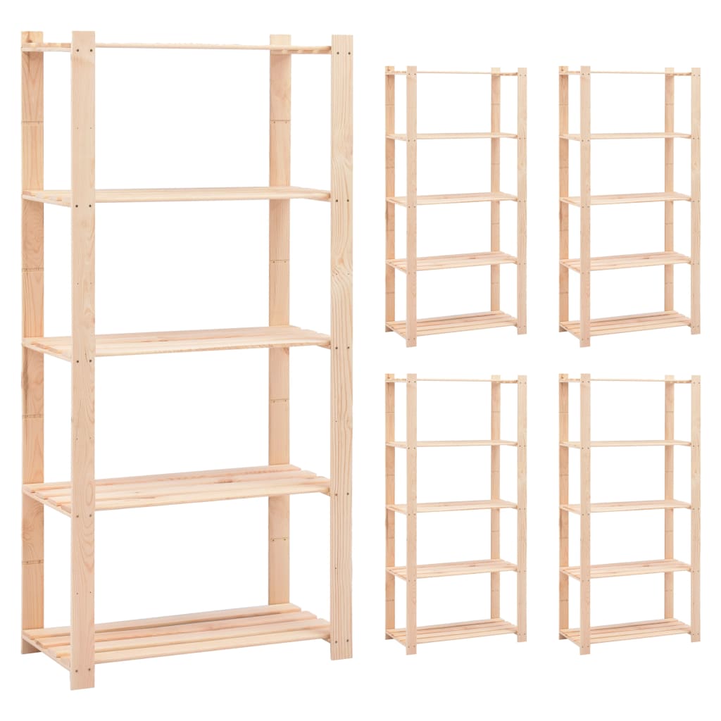 vidaXL Etajere cu 5 niveluri, 5 buc., 80x38x170 cm, pin masiv, 250 kg vidaXL Etajere cu 5 niveluri, 5 buc., 80x38x170 cm, pin masiv, 250 kg