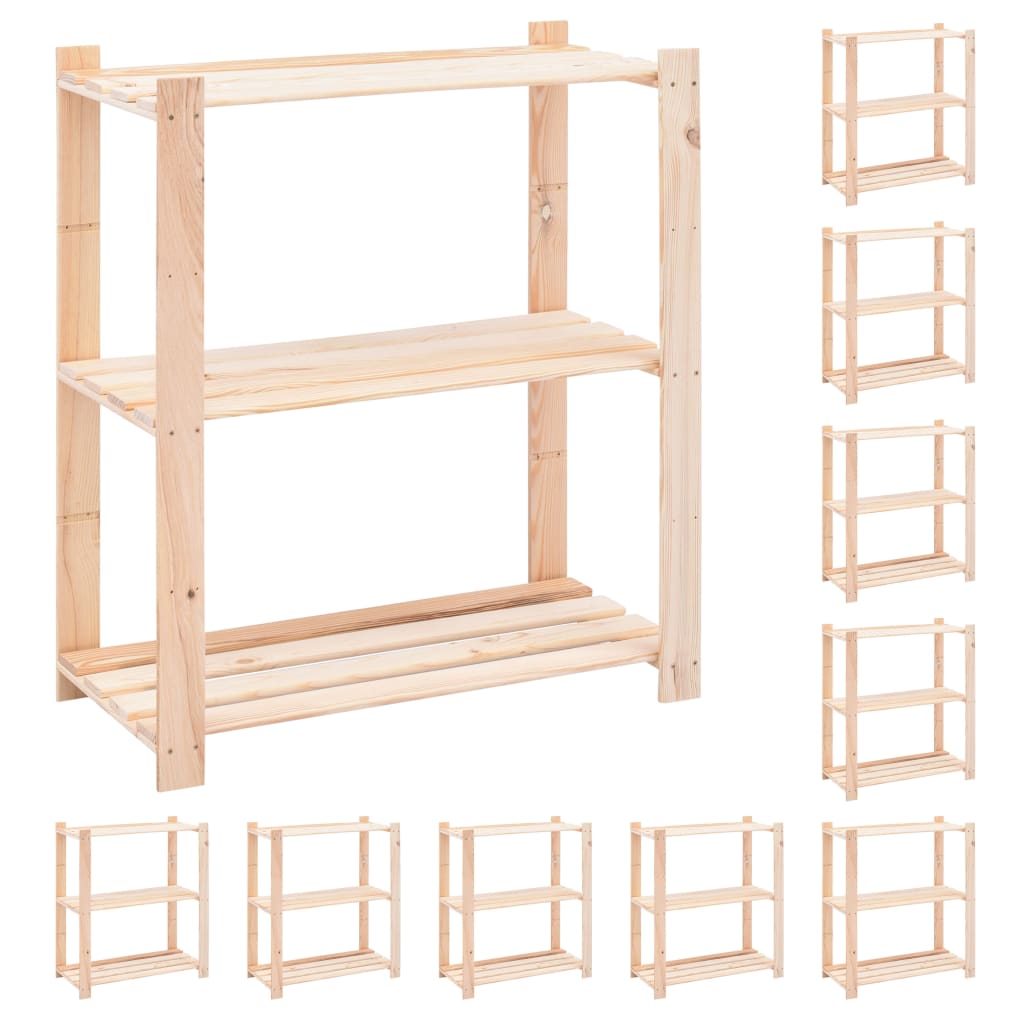 vidaXL Etajere cu 3 niveluri, 10 buc., 80x38x90 cm, pin masiv, 150 kg vidaXL Etajere cu 3 niveluri, 10 buc., 80x38x90 cm, pin masiv, 150 kg