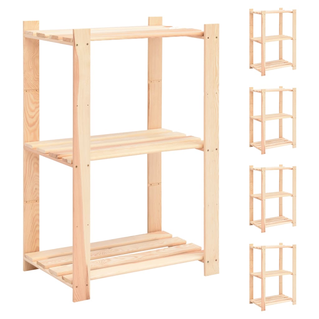 vidaXL Etajeră cu 3 niveluri, 5 buc., 60x38x90 cm, pin masiv, 150 kg vidaXL Etajeră cu 3 niveluri, 5 buc., 60x38x90 cm, pin masiv, 150 kg