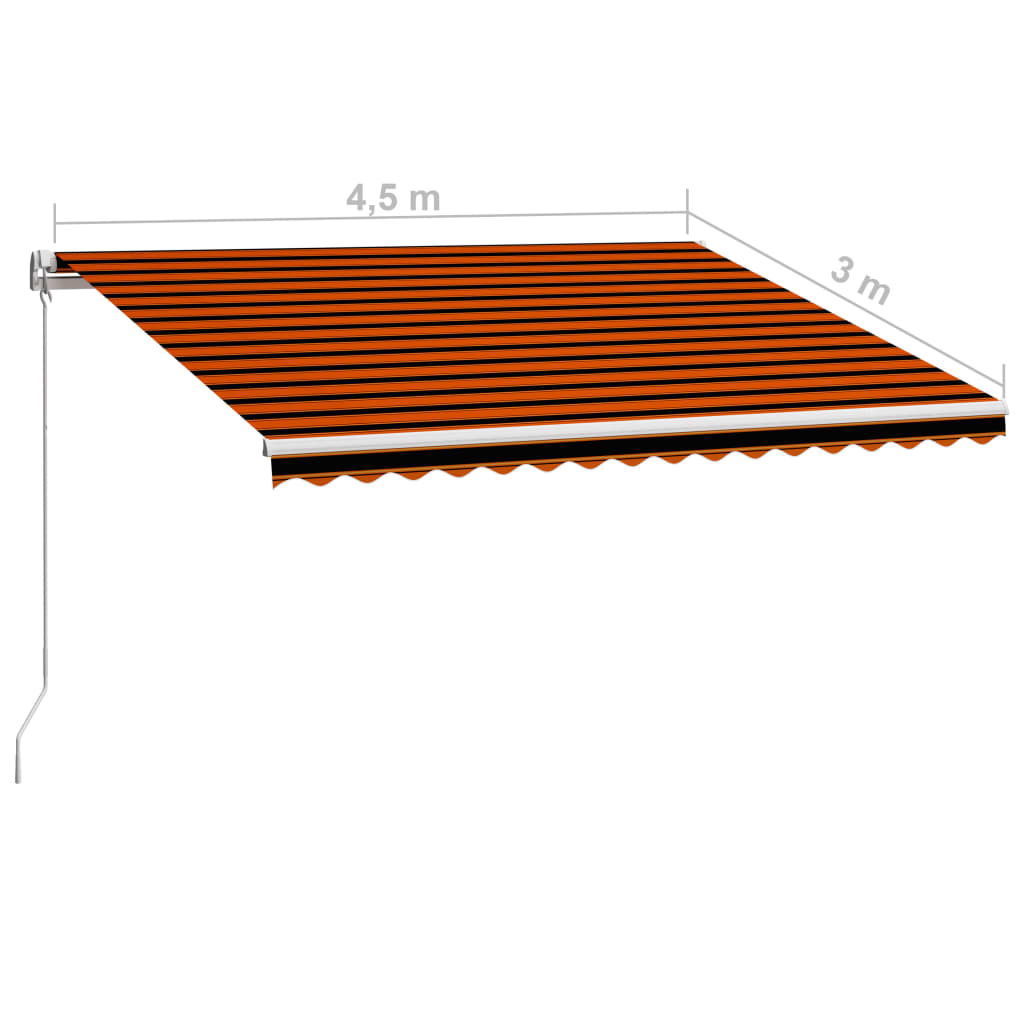 vidaXL Copertină retractabilă manual, portocaliu & maro, 450 x 300 cm vidaXL Copertină retractabilă manual, portocaliu & maro, 450 x 300 cm