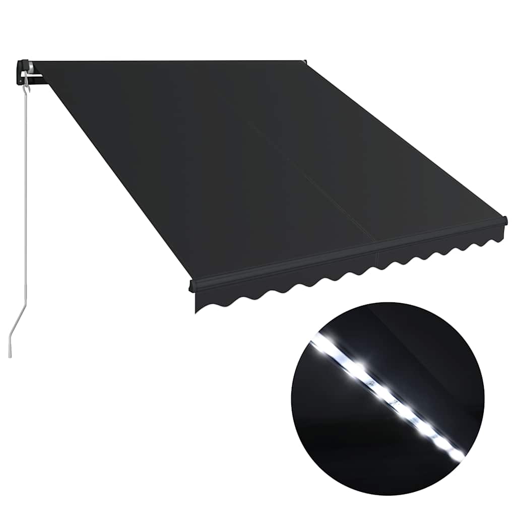vidaXL Copertină retractabilă manual cu LED, antracit, 350 x 250 cm vidaXL Copertină retractabilă manual cu LED, antracit, 350 x 250 cm