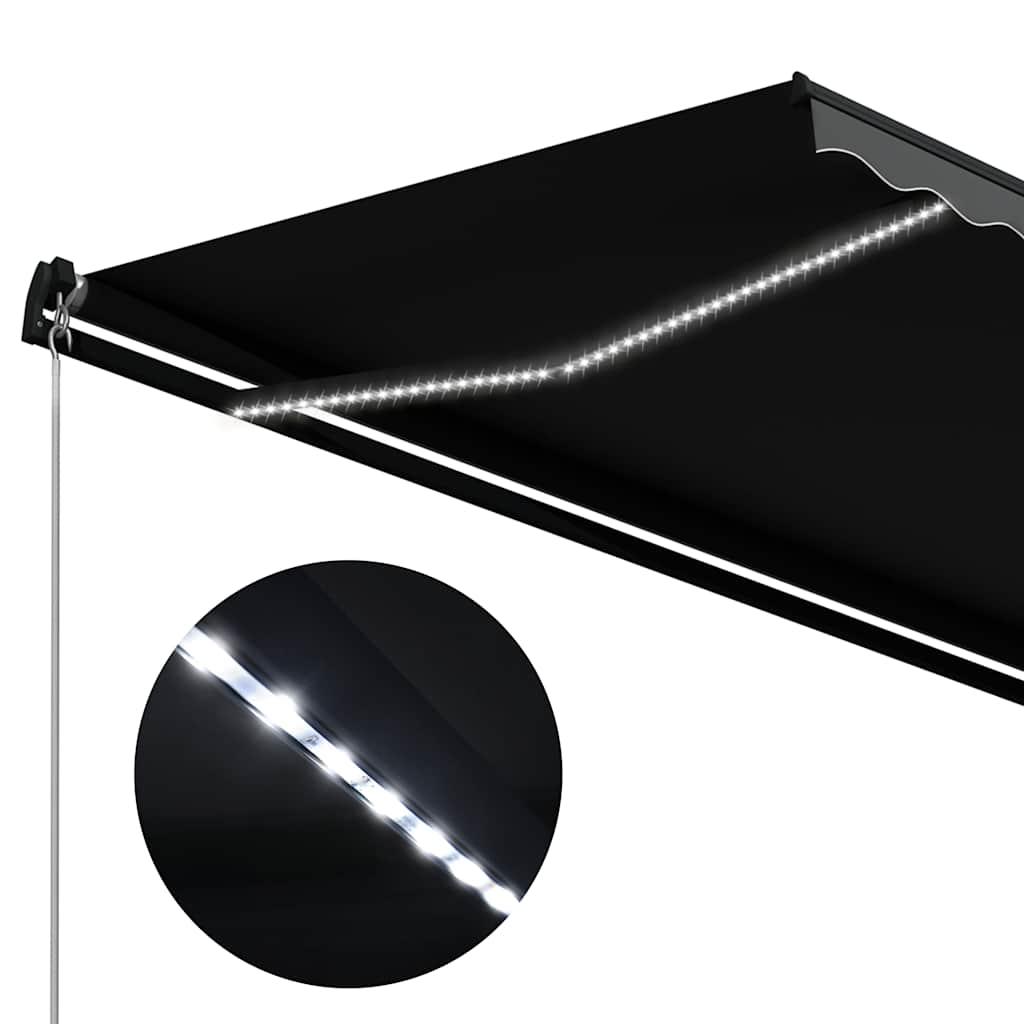 vidaXL Copertină retractabilă manual cu LED, antracit, 450 x 300 cm vidaXL Copertină retractabilă manual cu LED, antracit, 450 x 300 cm