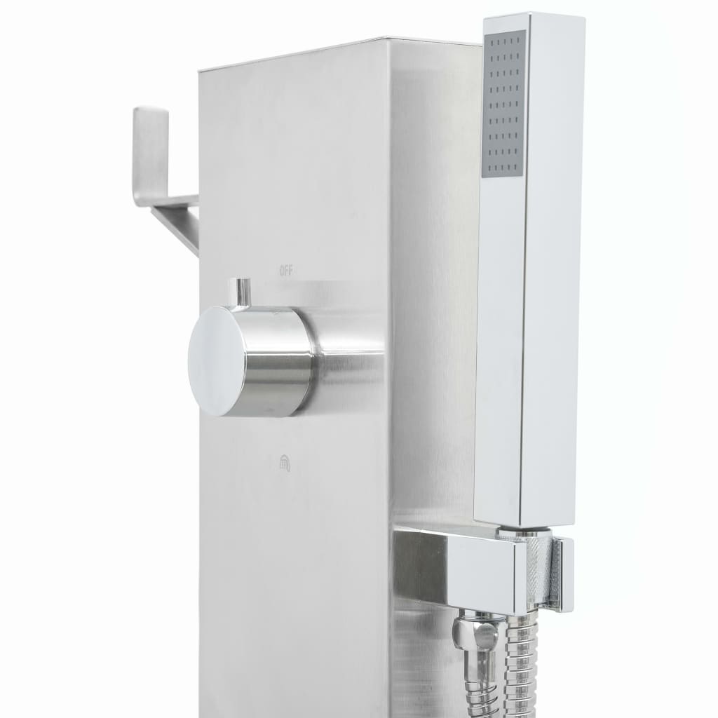 vidaXL Duș de exterior cu cădiță, WPC și oțel inoxidabil vidaXL Duș de exterior cu cădiță, WPC și oțel inoxidabil