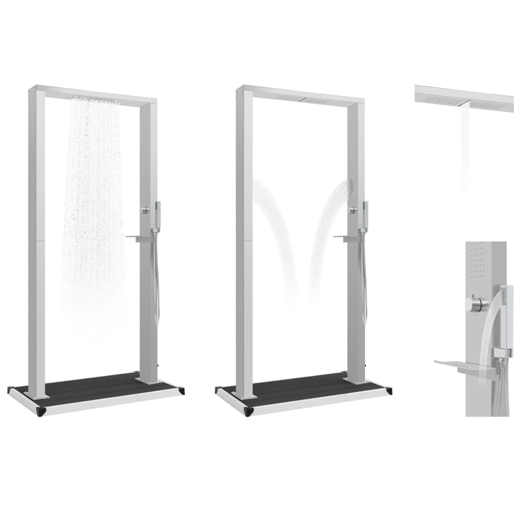 vidaXL Duș de exterior cu tăviță, WPC și oțel inoxidabil vidaXL Duș de exterior cu tăviță, WPC și oțel inoxidabil