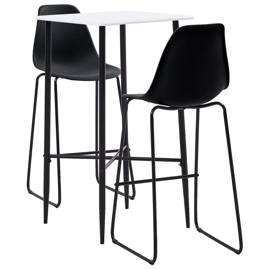 vidaXL Set mobilier de bar, 3 piese, negru, plastic vidaXL Set mobilier de bar, 3 piese, negru, plastic