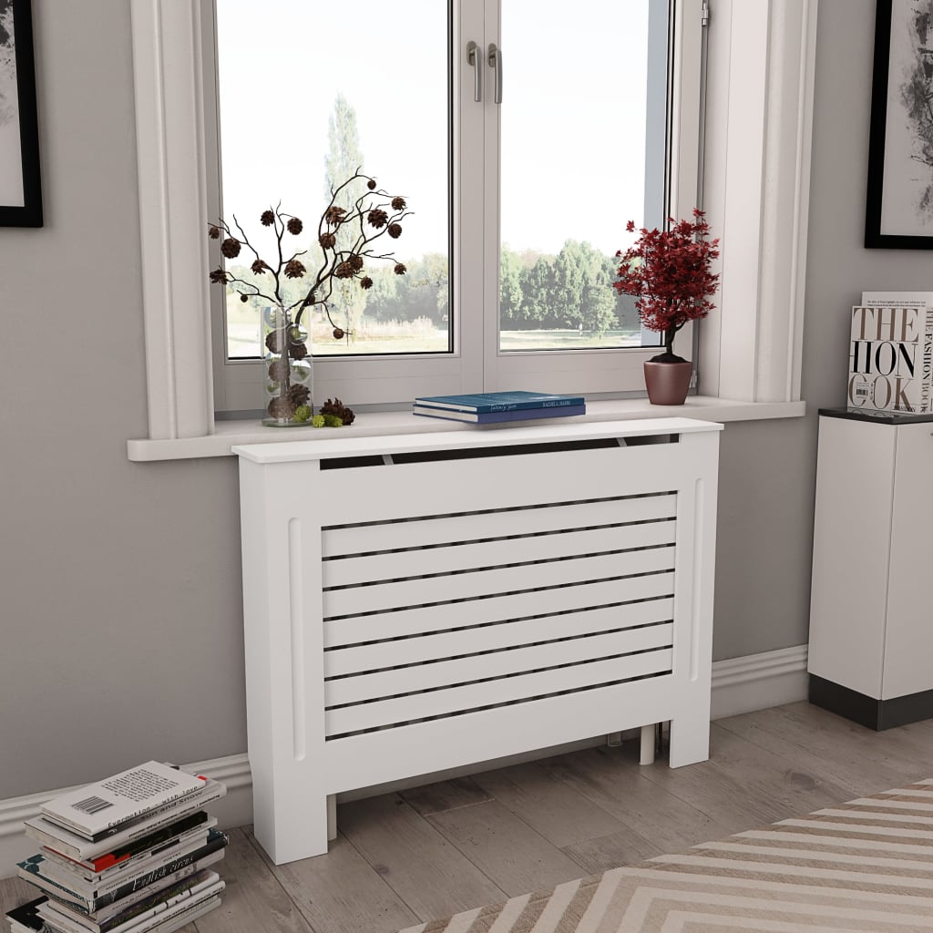 vidaXL Măști de calorifer, 2 buc., alb, 112 x 19 x 81,5 cm, MDF vidaXL Măști de calorifer, 2 buc., alb, 112 x 19 x 81,5 cm, MDF
