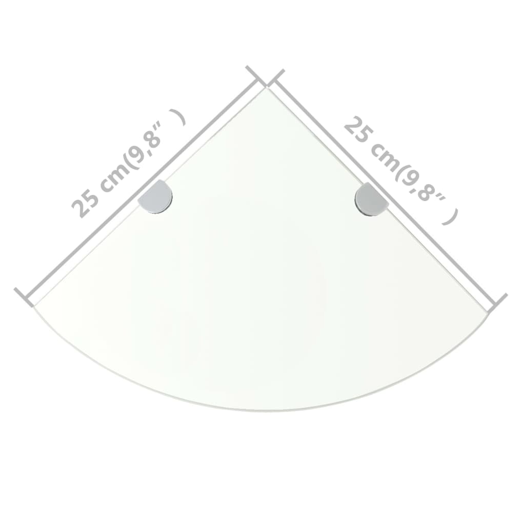 vidaXL Rafturi de colț cu suporturi crom 2 buc. transparent 25x25 cm sticlă