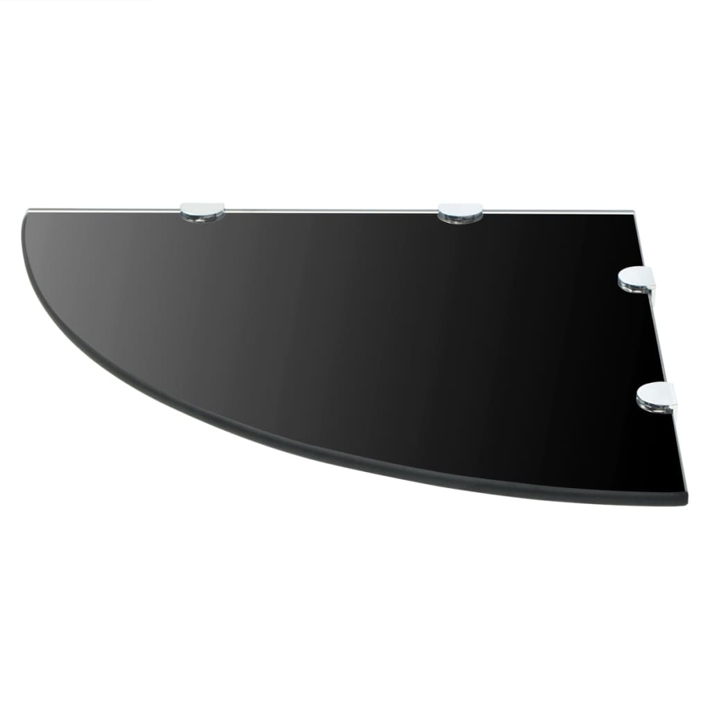 vidaXL Rafturi de colț cu suporturi crom 2 buc. negru 45x45 cm sticlă